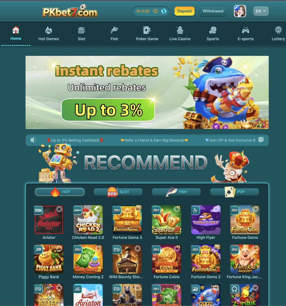 PKBet7 screenshot 1 – real money earning app Pakistan